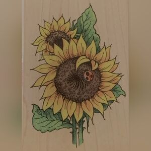 Stampendous Sunflower Ladybug Stamp EUC